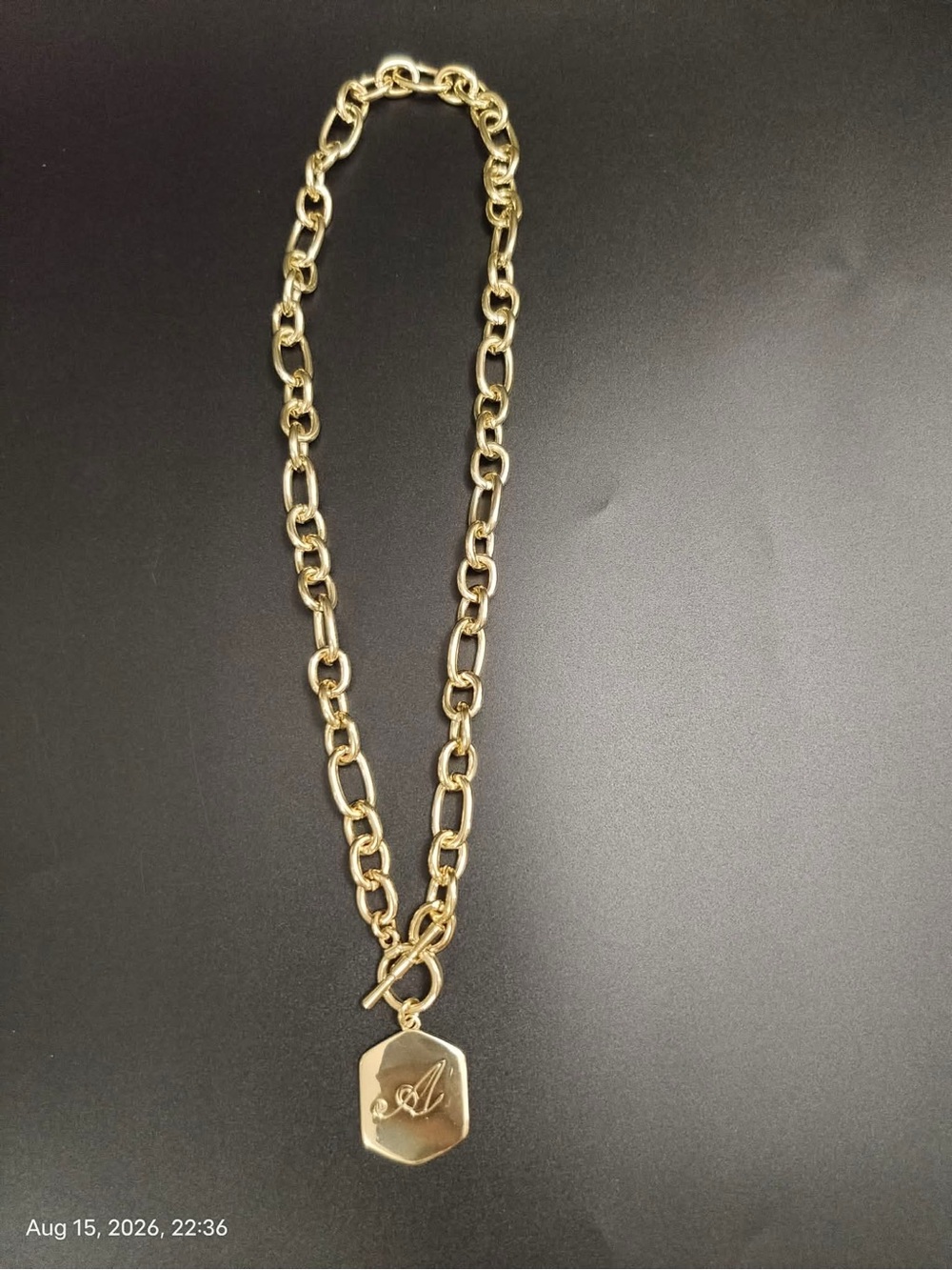 NWOT The Adornia Monogram Initial (A) Pendant Necklace Gold - Picture 2 of 3